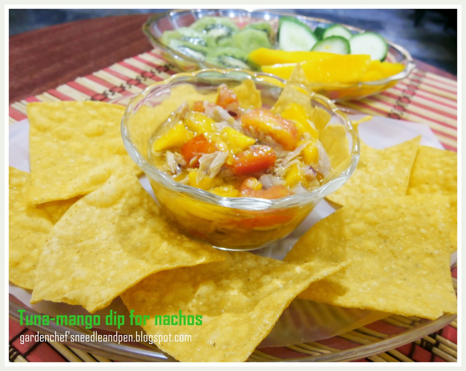 Garden Chef's Needle and Pen TunaMango Dip for Nachos on a Lazy Day