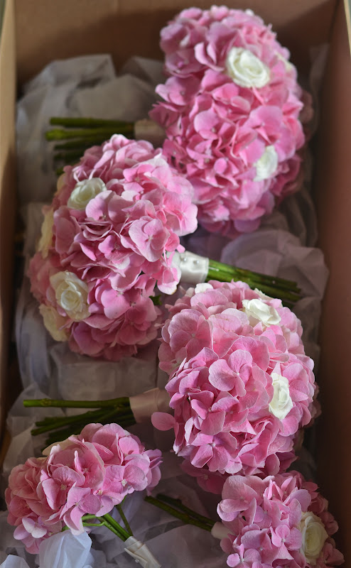 Bride S Bouquet White Hydrangea White Peonies Pink O Hara Roses