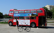 . Municipality of Corfu, I have to commend it as a clever marketing idea. (corfu red bus my bike)