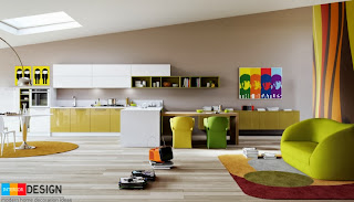 Modern kitchen designs colorful paint