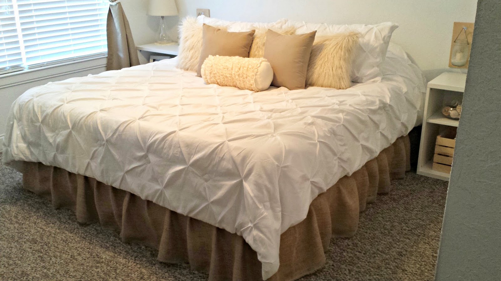 Our Cozy Cottage DIY No Sew Burlap Bedskirt Tutorial