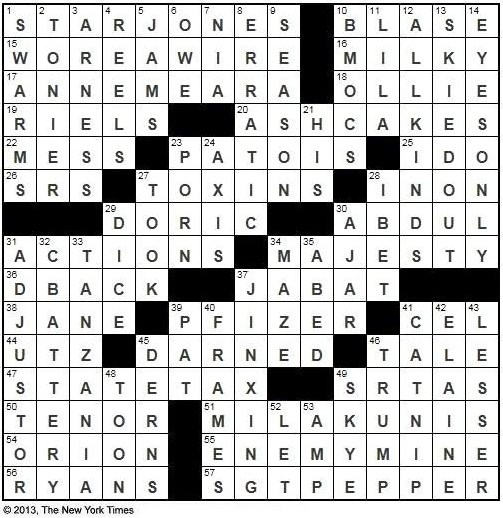 The New York Times Crossword in Gothic: 04.26.13 — In a Jar by the Door