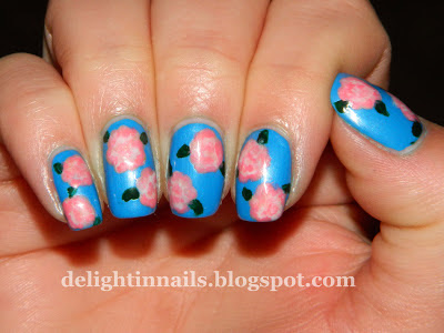 Pink Carnations Floral Manicure
