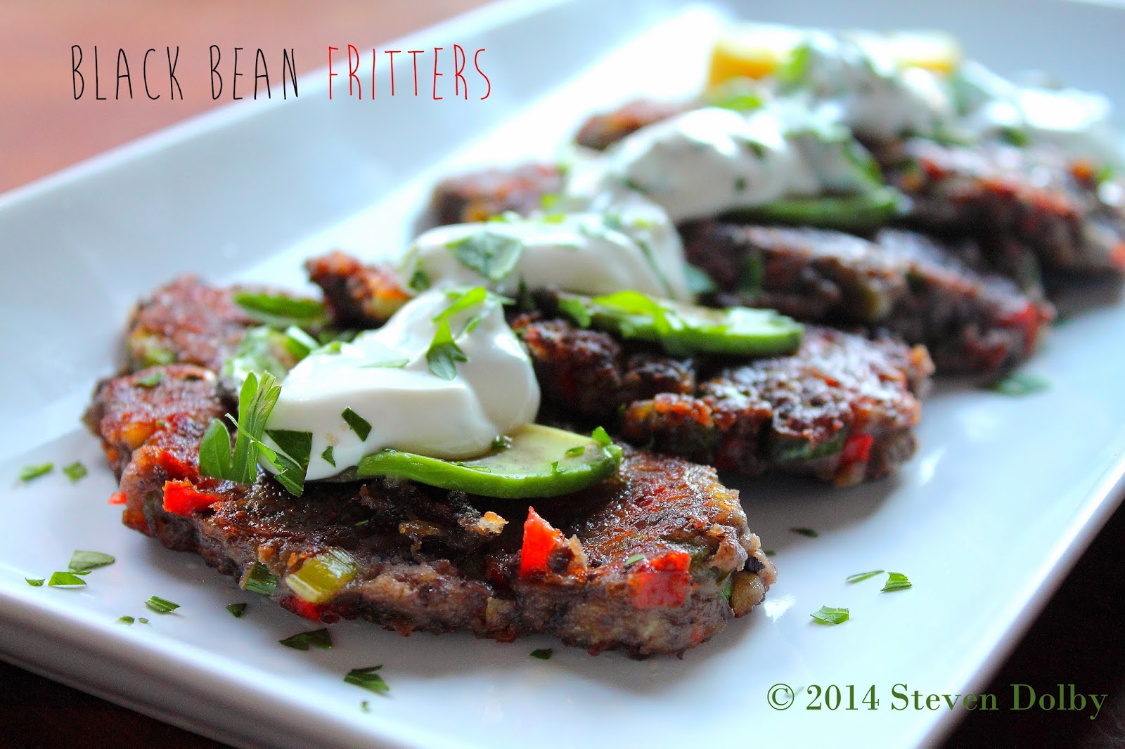 Black Bean Fritters with a Parsley Yogurt Dip by Steven Dolby