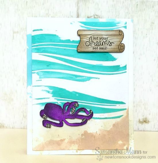 Let Your Dreams Set Sail Card by Samantha Mann | Message in a Bottle Stamp set by Newton's Nook Designs
