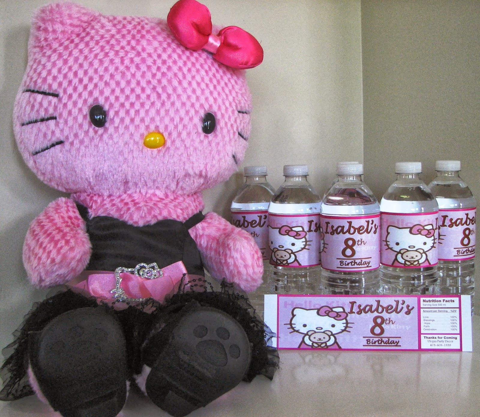 Utopia Party Decor *** Hello Kitty Water Bottle Labels