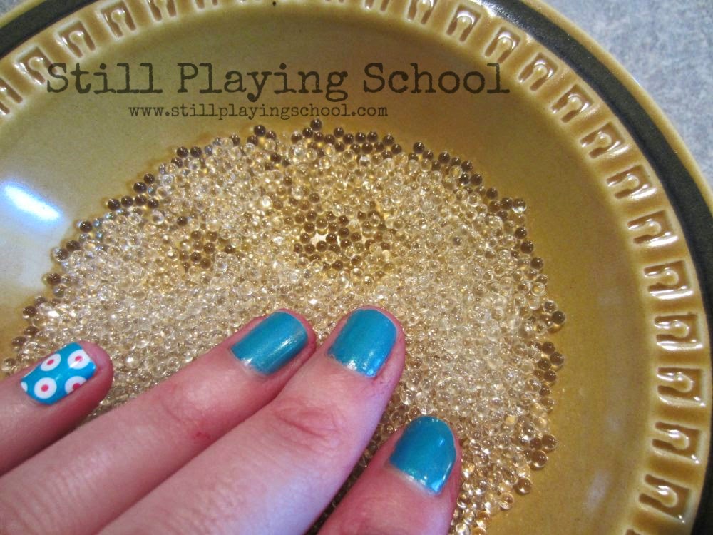 Water Beads Still Playing School