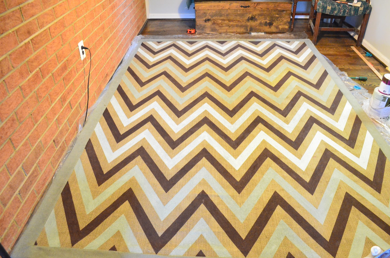 A bucket of rainbows Painted Jute rug