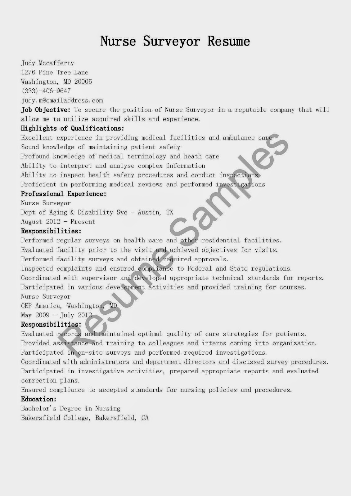 sample surveyor resumes