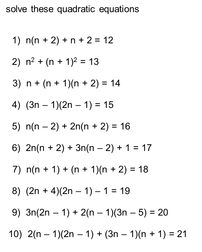 Solving quadratic equations by completing the square practice problems