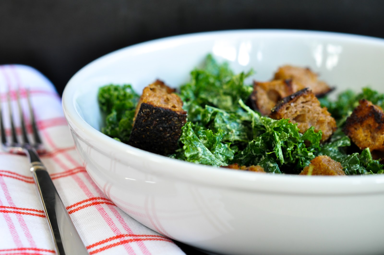 vegan kale caesar salad with multigrain croutons Marin Mama Cooks