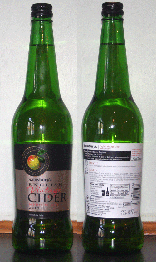 Cider Pages Sainsbury's English Vintage 2010 Cider