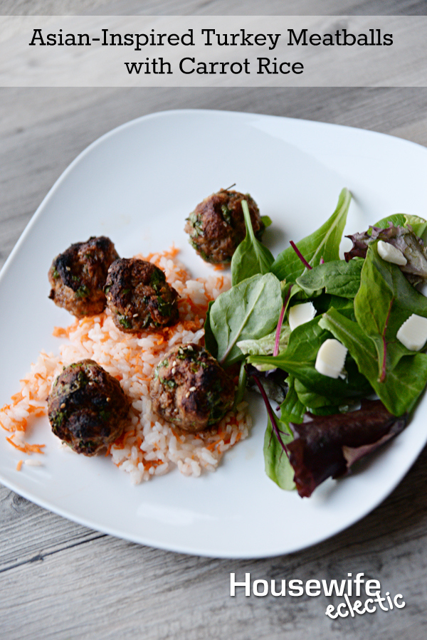 AsianInspired Turkey Meatballs with Carrot Rice Housewife Eclectic