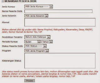 Form Isian Peserta Didik LKP