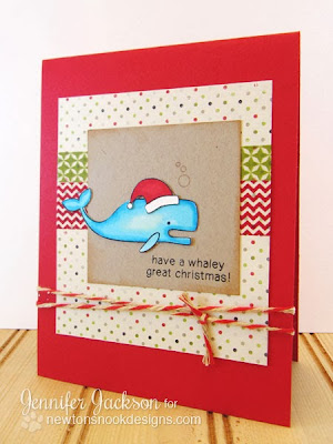Whale Christmas card using SEAson's Greetings Stamp set from Newton's Nook Designs.