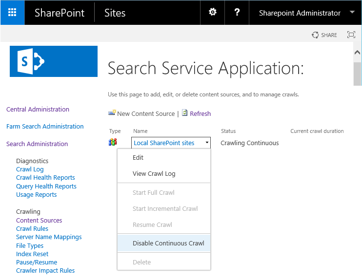 disable continuous crawl sharepoint 2013