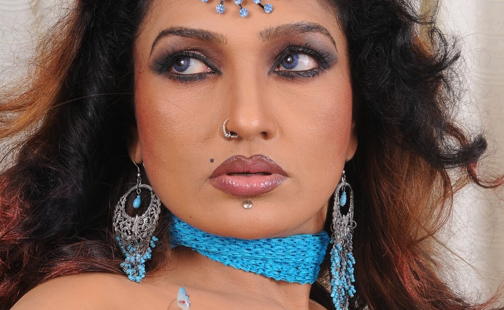 Ramya Sri Hot & Sexy Nipple Show in Transparent Netted Blue Bra.