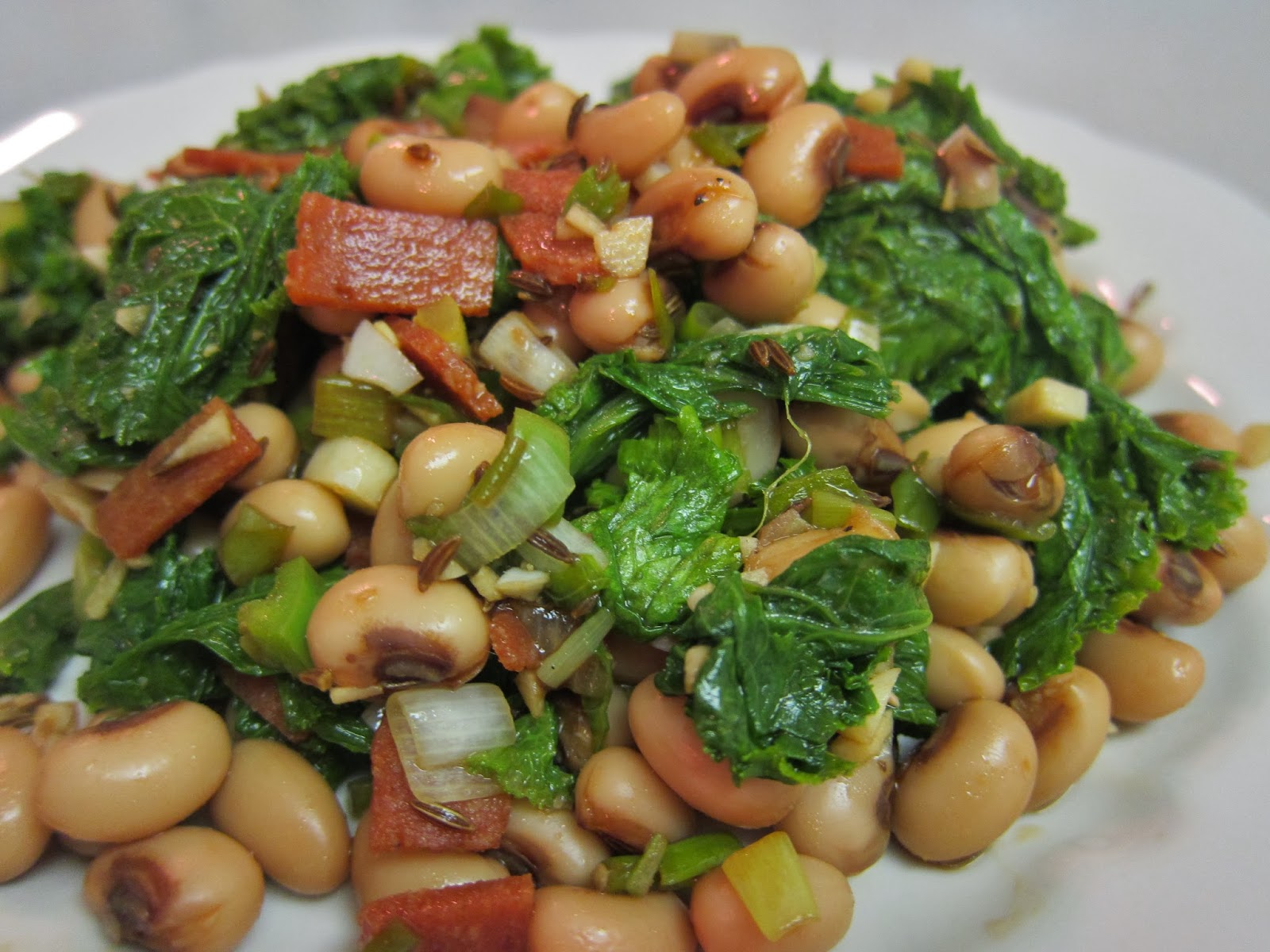 The Vegan Chronicle Warm Salad of Mustard Greens and BlackEyed Peas