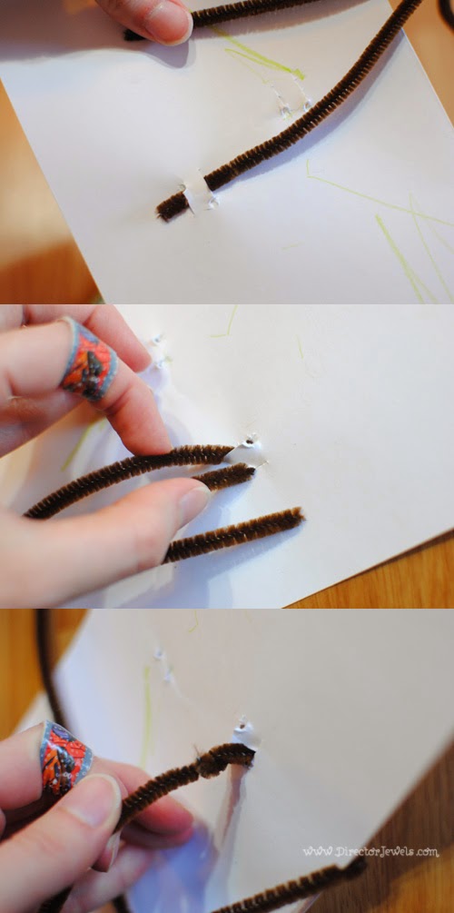 Director Jewels: Easy DIY Kid Craft Tutorial: Autumn Falling Leaves Tree with Pom Poms and Pipe Cleaners