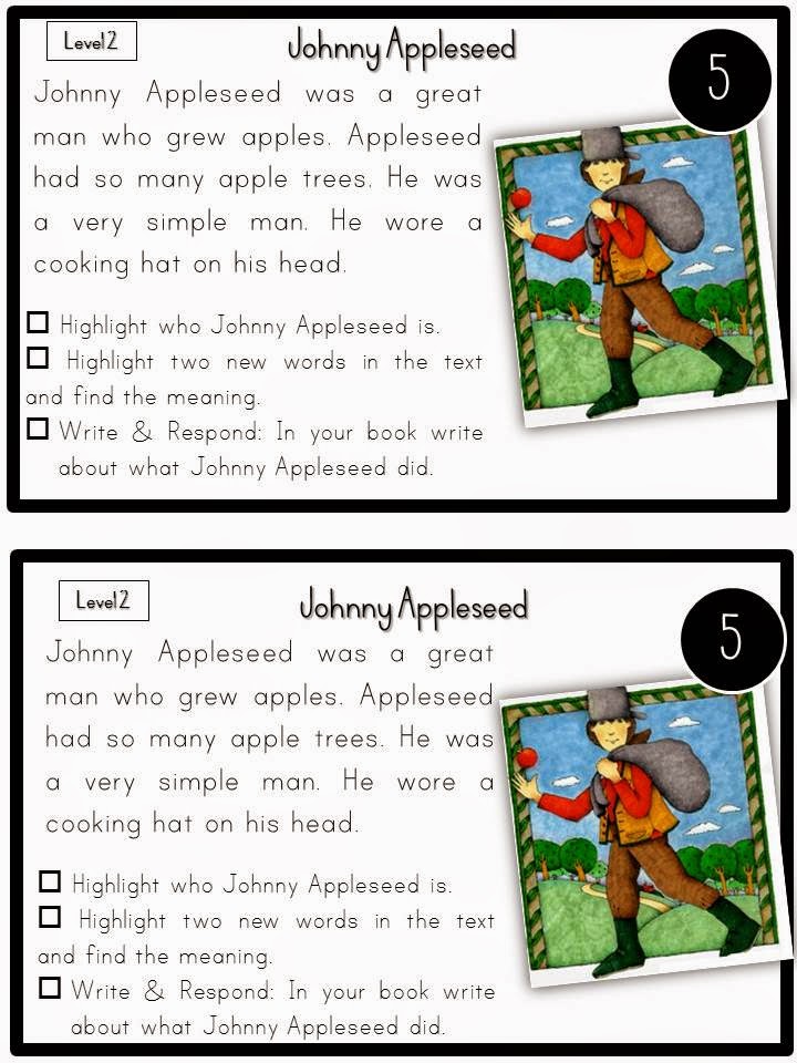 Classroom Freebies Too Apples! Reading Comprehension Task Card Freebie