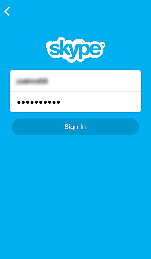log in to skype app on iphone