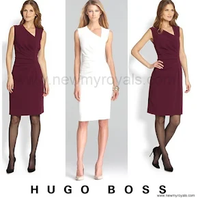 Queen Letizia Style Hugo Boss Dimaye Asymmetrical Sheath Dress
