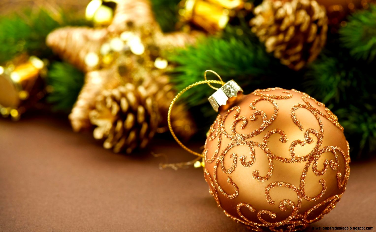 New Year Christmas Balls Ornaments Hd Wallpaper