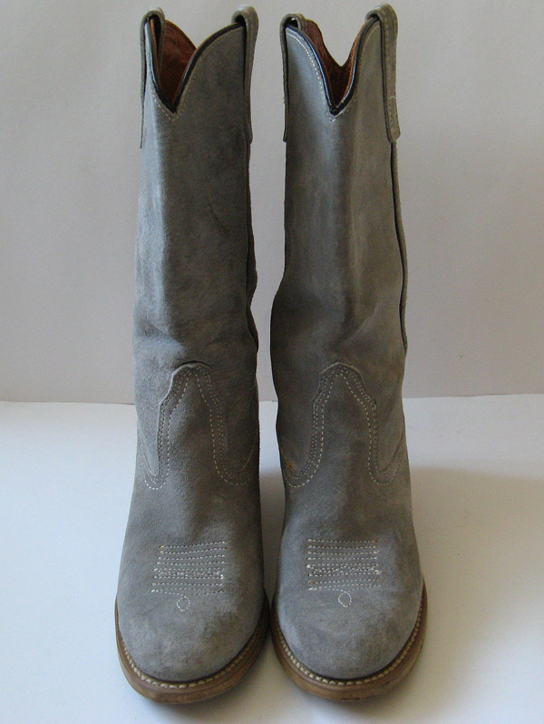 GRAY SUEDE LEATHER COWBOY BOOTS WOMENS SIZE 6