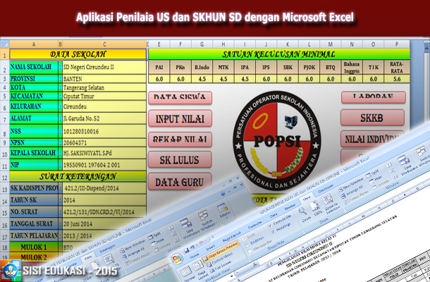 Aplikasi Penilaian US dan SKHUN SD dengan Microsoft Excel