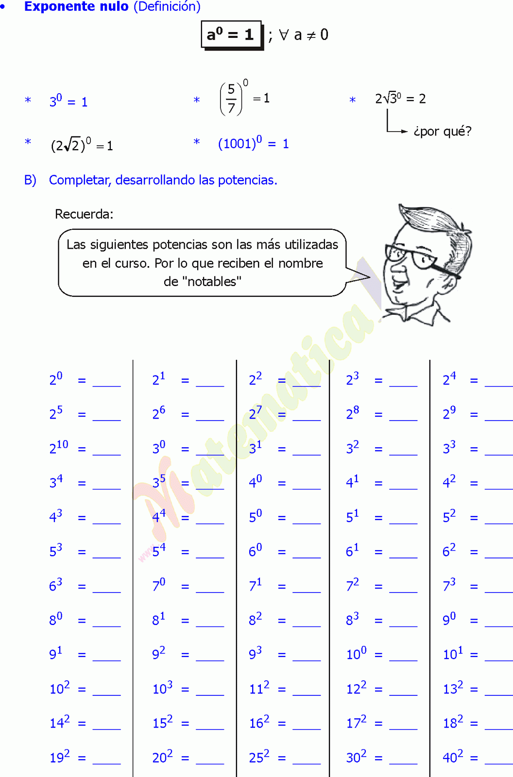 POTENCIACION EJERCICIOS PARA NIÑOS DE PRIMARIA – Rubiños pdf POTENCIACION EJERCICIOS PARA NIÑOS DE PRIMARIA – Rubiños pdf