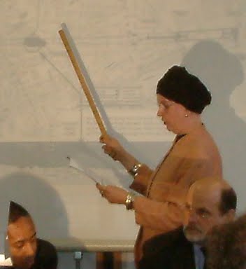 Community architect Kay Jordan in command of the demand: NO to Crossrail hole...!