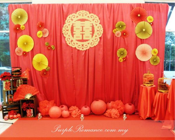 Chinese Oriental Wedding Decoration, shanghai night, elegant, vintage, paper fans, red backdrop, photo booth, instant print, malaysia, kuala lumpur, selangor, SJK(C) Chung Kwo, Jalan loke yew, bird cages, double happiness, hei logo, gold, maroon, wooden crates, oil lamp, love corner, peonies, paper lanterns 