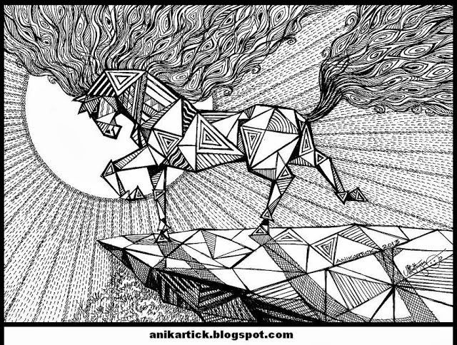 Pen drawings - Horse drawings - Abstract Drawings - Artist Anikartick