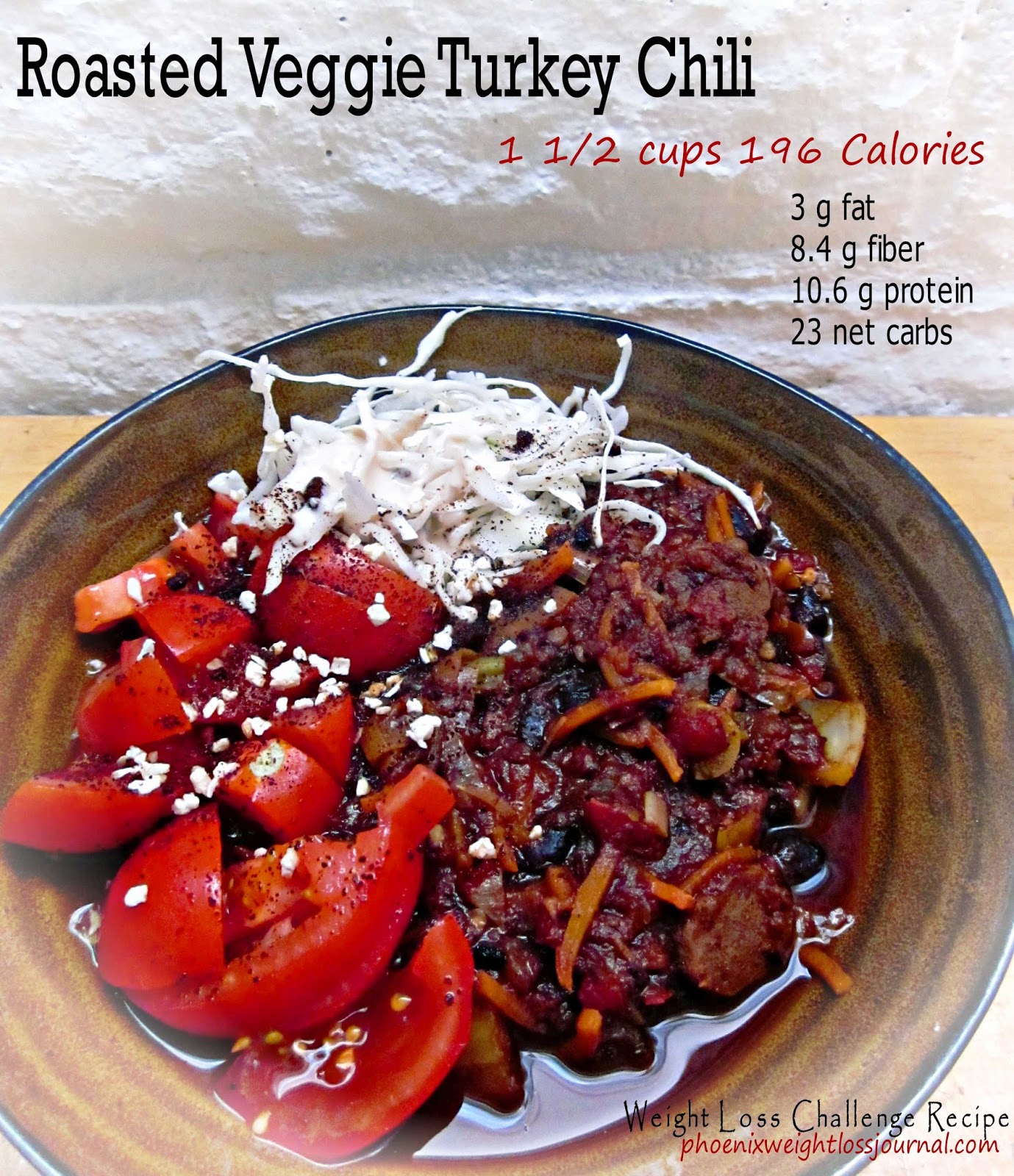 Chef Tess Bakeresse 196 Calorie Roasted Veggie Turkey Chili (Weight