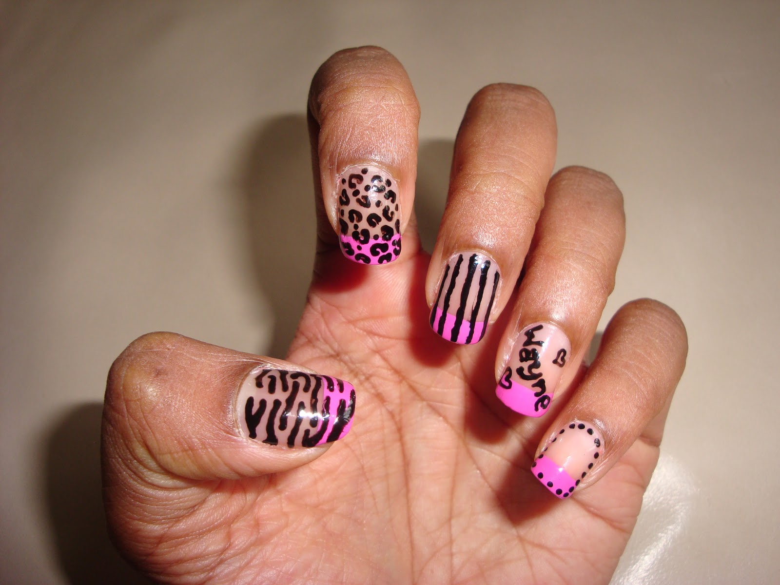 different pink nail design