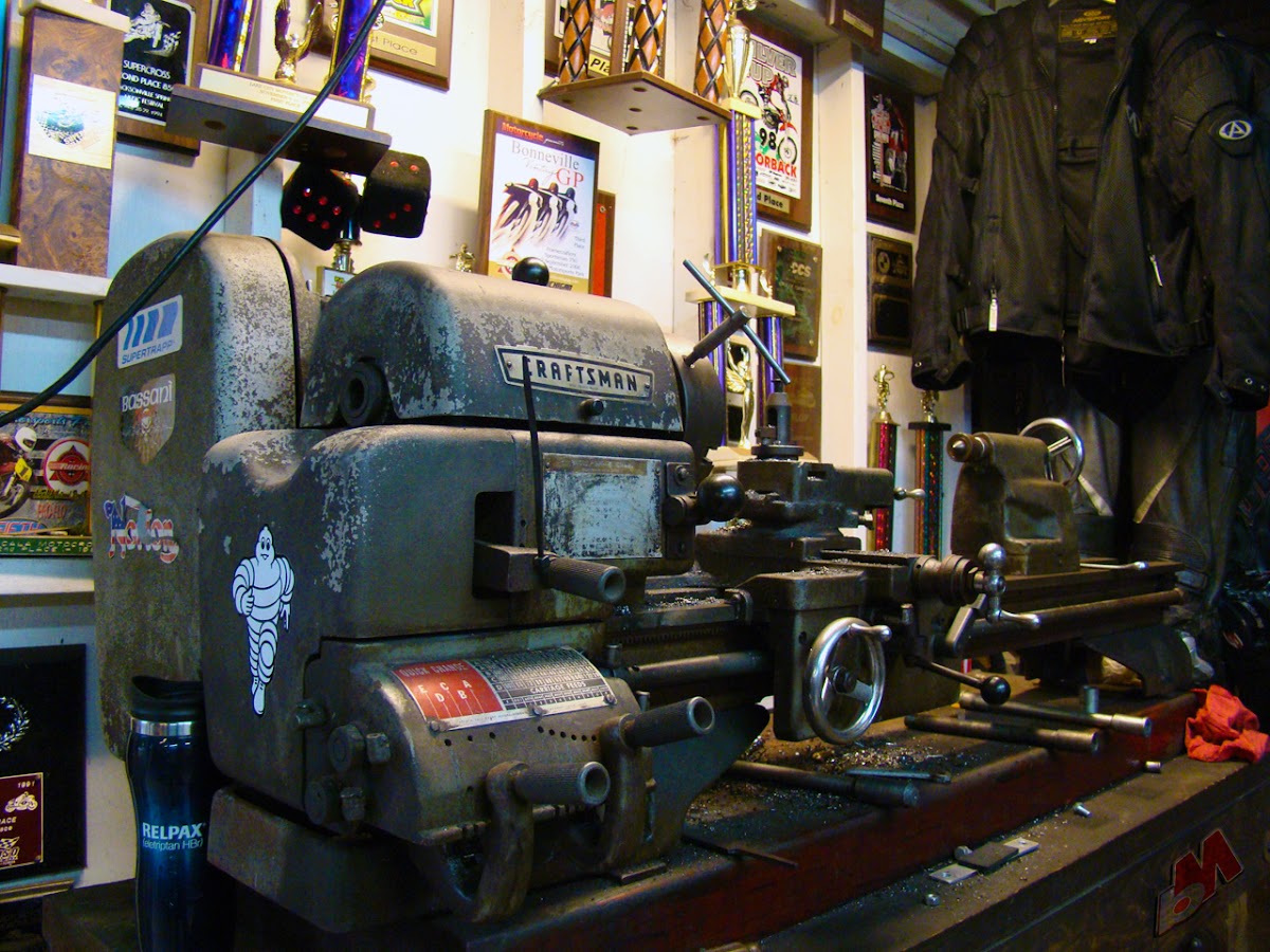 craftsman lathe and a few of stan's many trophies