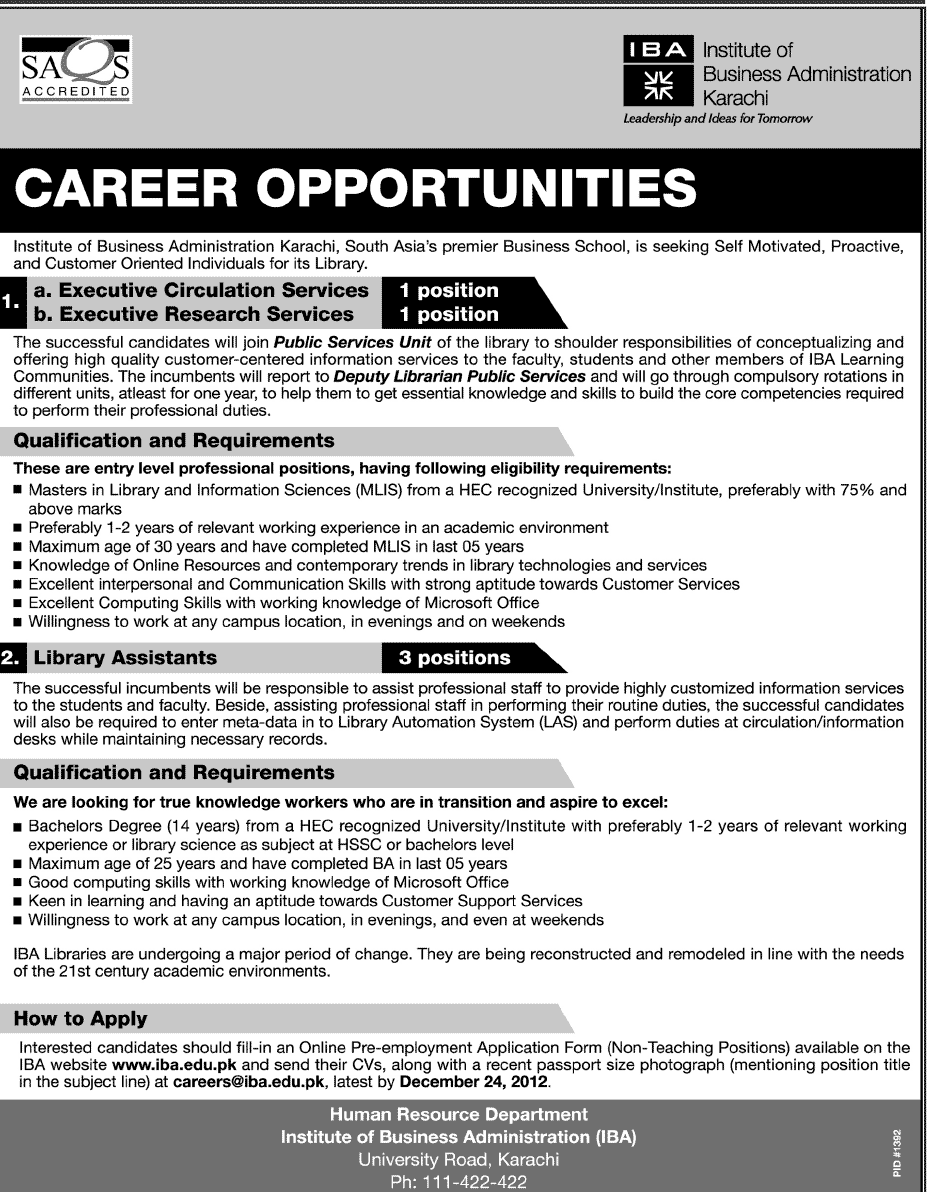 Jobs Institute Of Business Administration | Jobs in ...