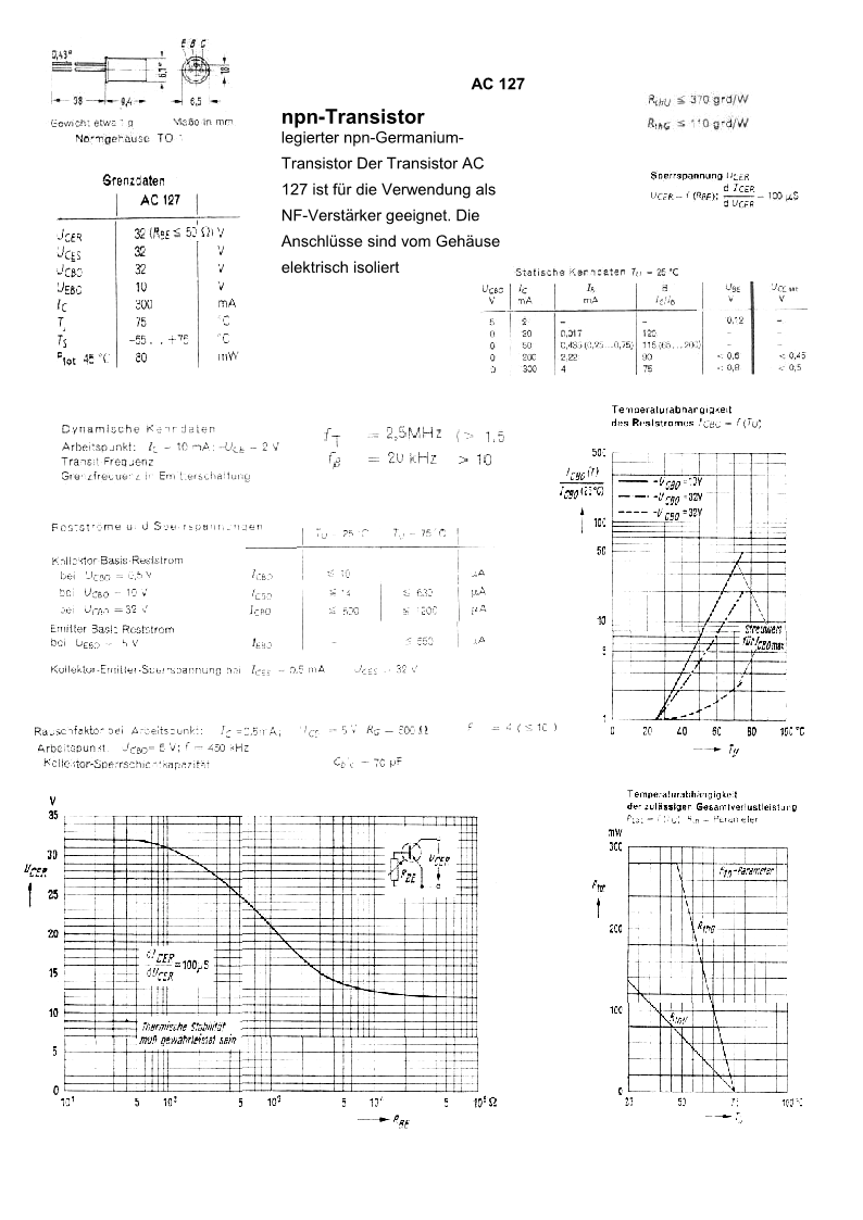 ac127 npn transistor datasheet transistor data sheets