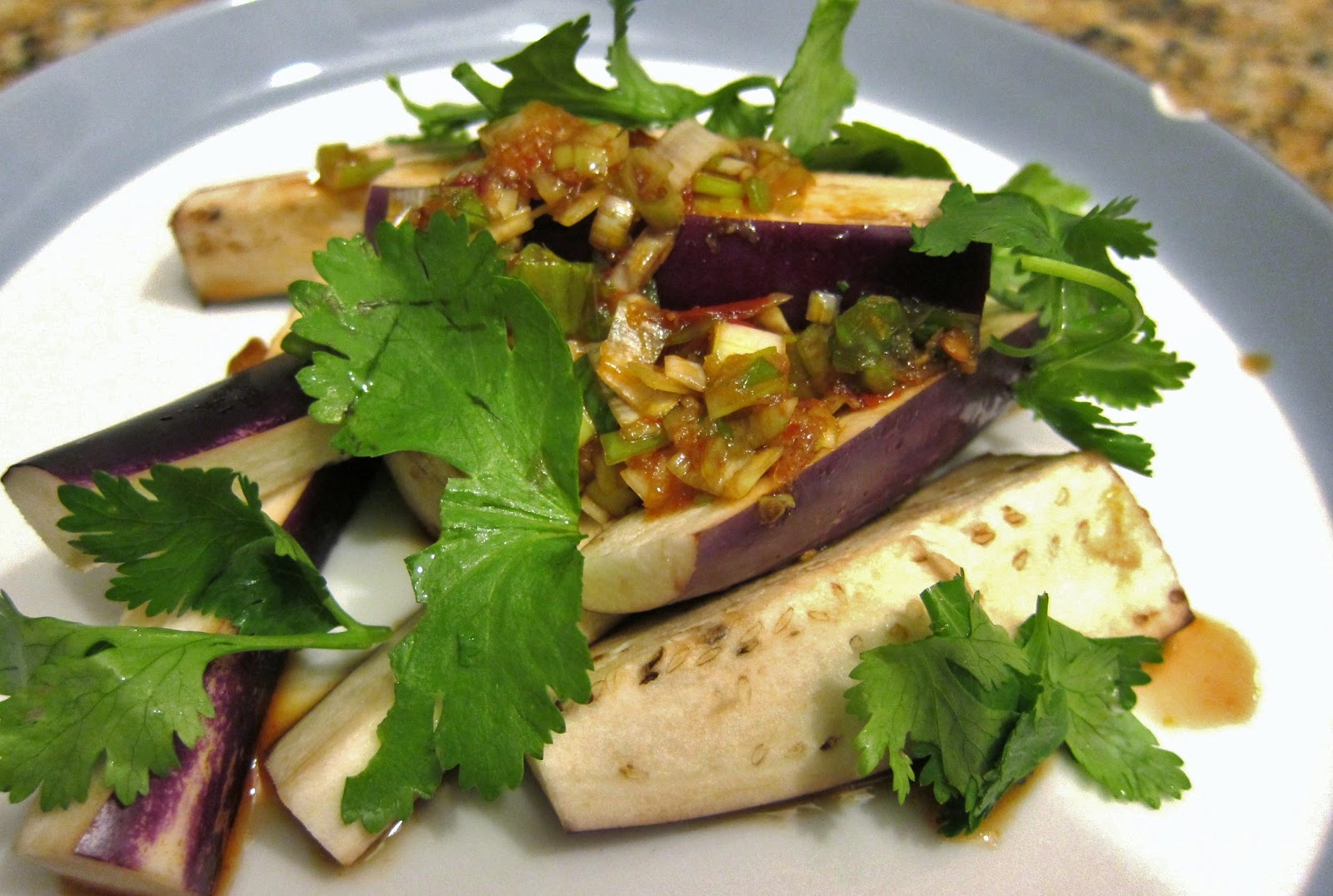 The Vegan Chronicle Steamed Japanese Eggplant with Spicy Green Onion