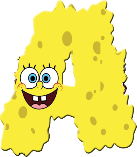 Alfabeto Decorativo: Alfabeto - Bob Esponja - PNG - Maiúsculas.
