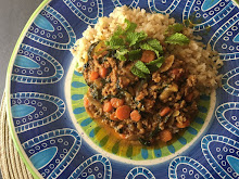 Curried Coconut lamb with pumpkin seeds