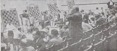 Sala de juego del II Campeonato de España de Ajedrez por Equipos, Bilbao 1957