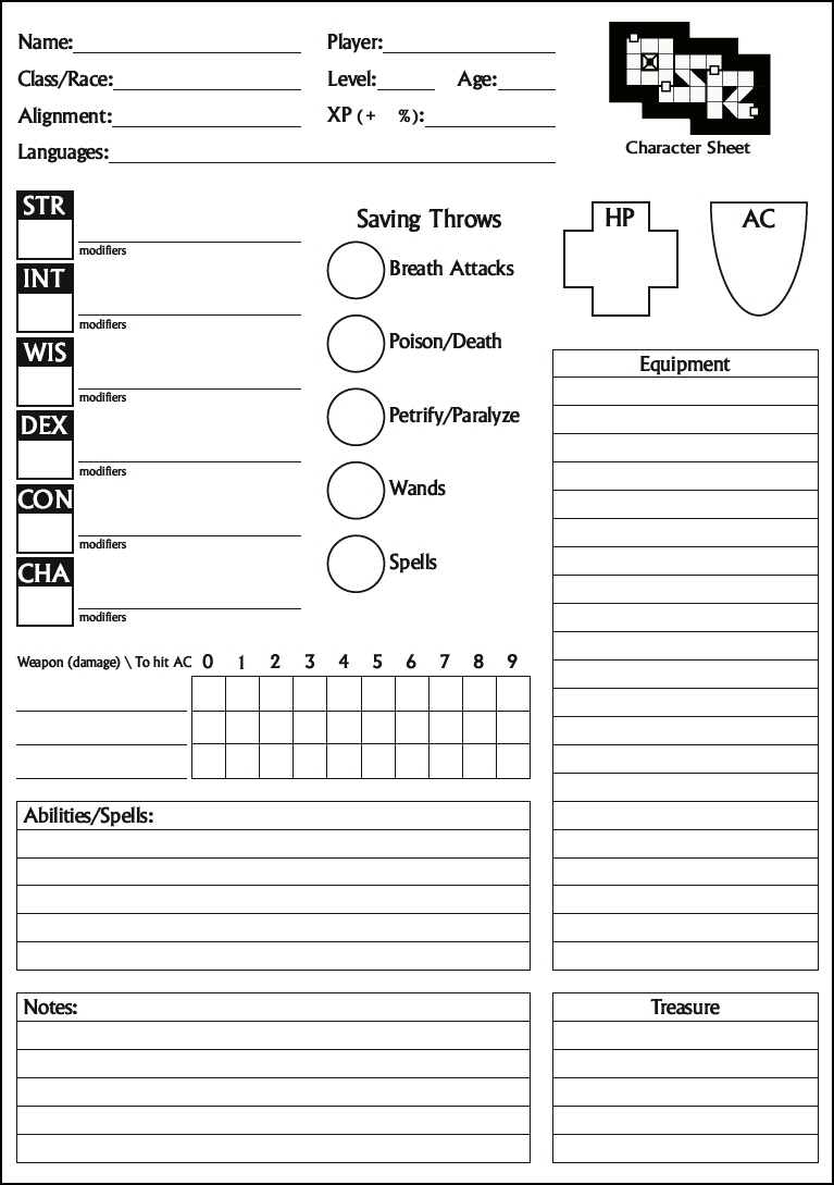 Oubliette Magazine OSR Character Sheets Now Available