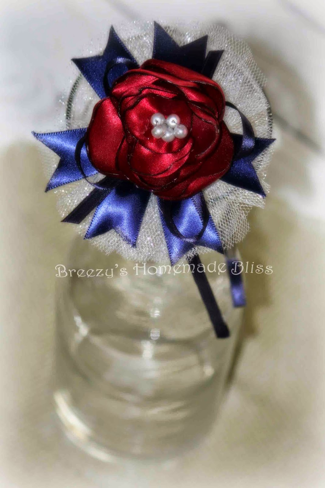 Breezy's Homemade Bliss Navy Blue, Grey and Burgundy Headbands