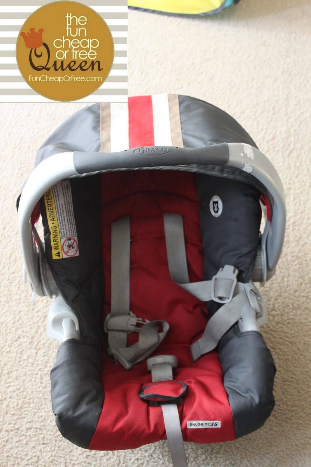 Quick, cheap & easy way to dress up your car seat...use ribbon! Fun