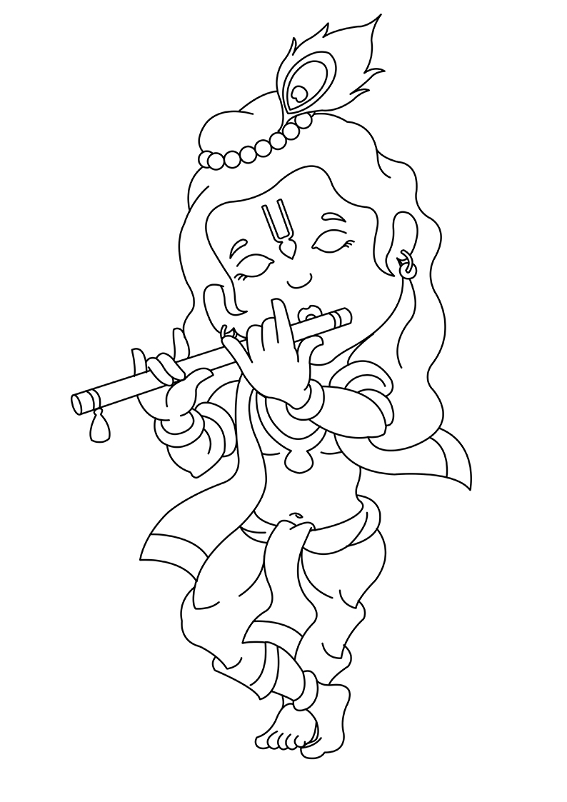 Line Art Krishna : Bhagavat chintan das bhikaji cute krishna line drawing