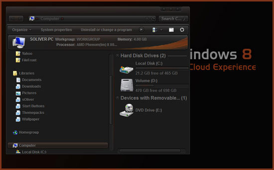 Download Dark Windows 8 Theme for Windows 7