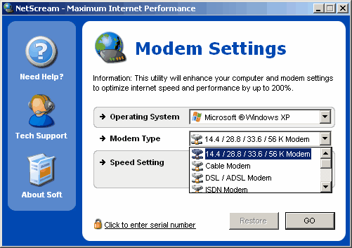 Download NetScream untuk mempercepat koneksi modem