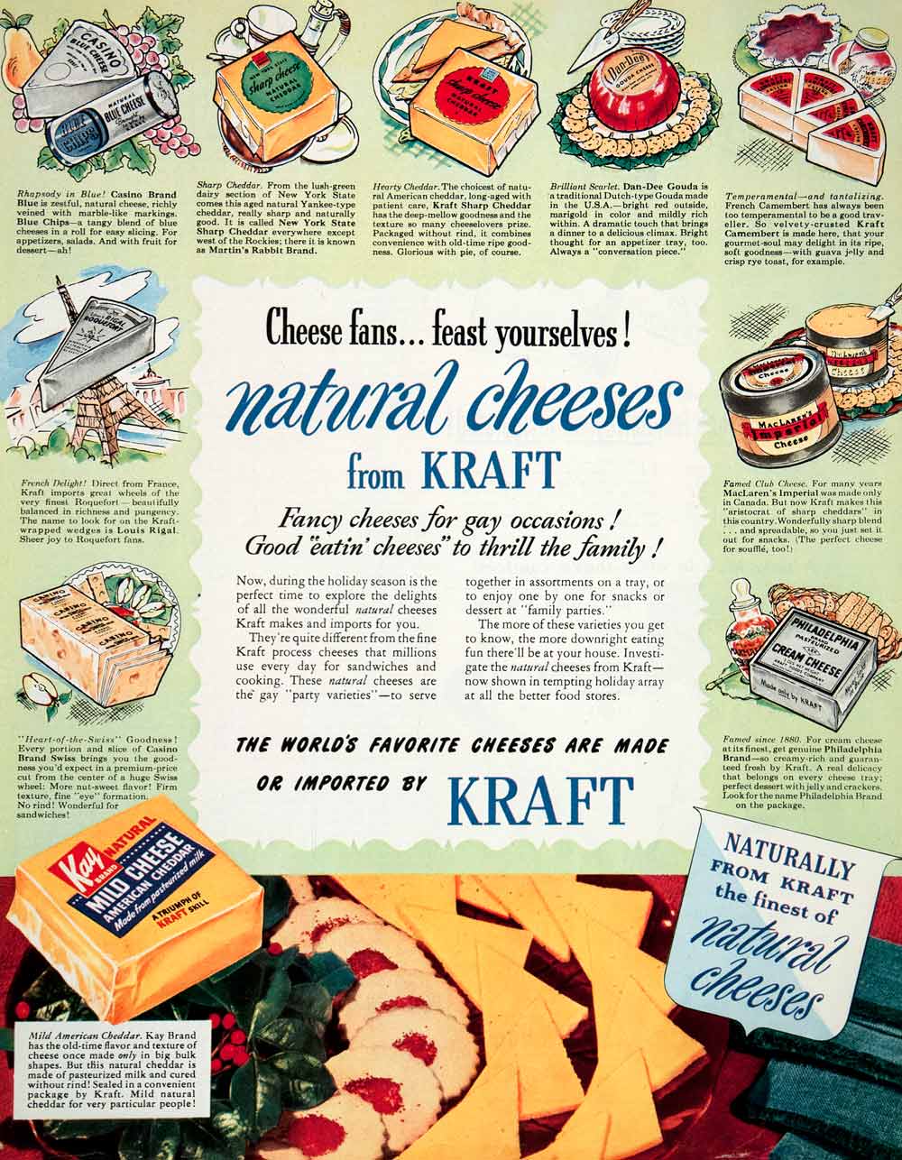 Vintage Recipe Blog Kraft, Good "eatin' cheeses"