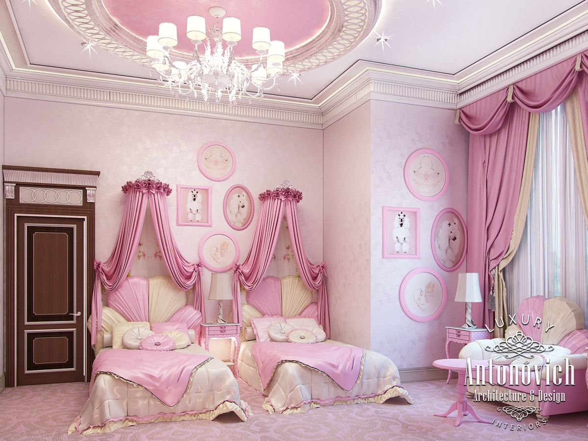 LUXURY ANTONOVICH DESIGN UAE Pink girly bedroom Dubai